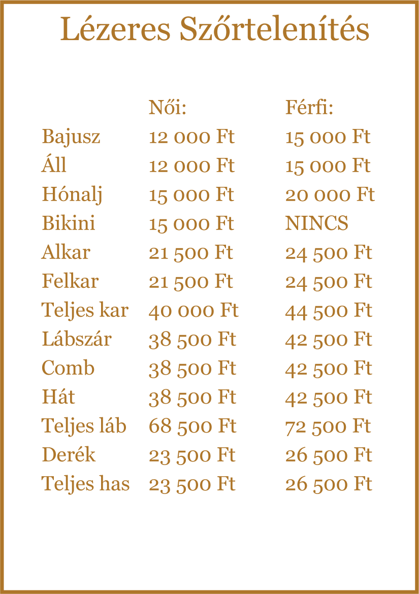 L�zeres szortelen�t�s �rlista